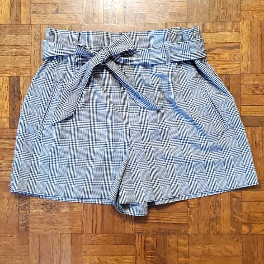 Zara TRF Plaid Paper Bag Shorts